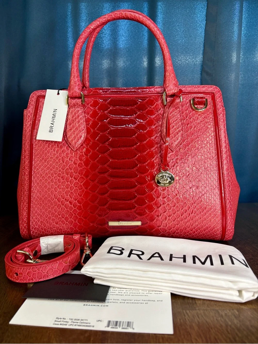 Brahmin NWT Sm Finley - Flame Calimero - Anaconda - Feminine, Sultry